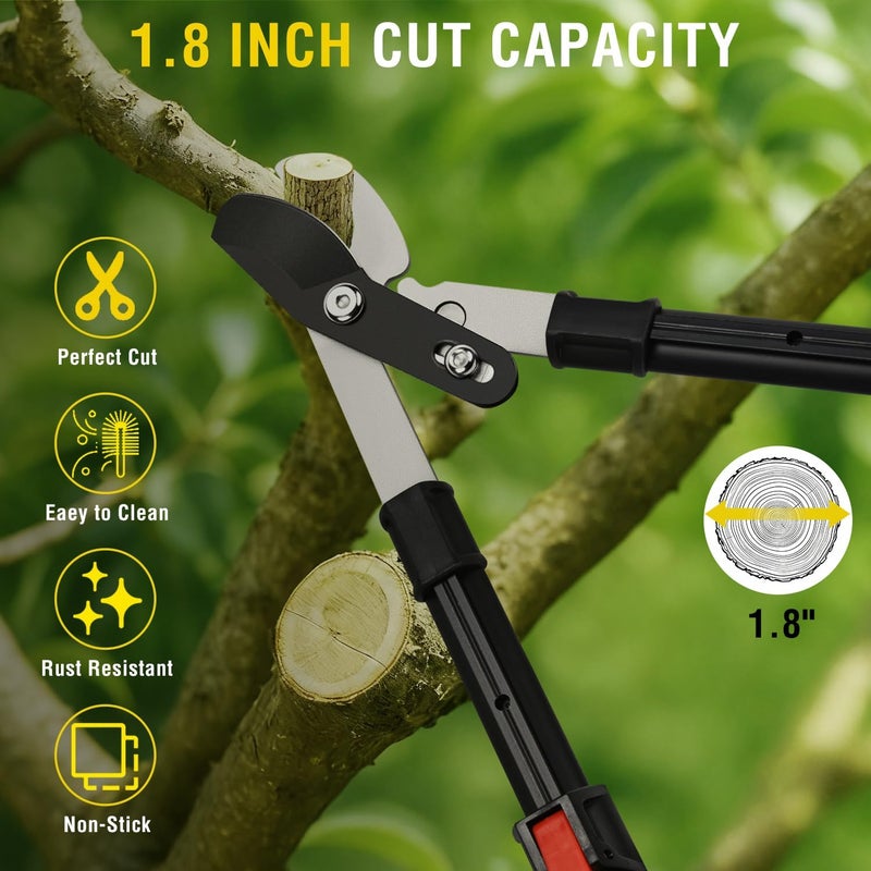 Yesker 26-33 Inch Extendable Bypass Loppers for Tree Trimming Heavy Duty Powerful Gear Tree Trimmer w Non-slip Handle Sharp Steel Blade up to 1.8" Cut Capacity Branch Cutter Chops Thick Branches Ease - Image 4